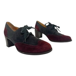 Gravati Neiman Marcus Suede Lace Up Oxford Block Heel Size 7.5 Vintage